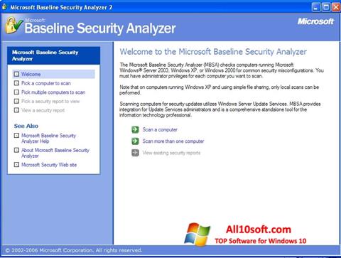 Screenshot Microsoft Baseline Security Analyzer untuk Windows 10