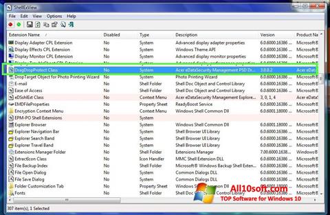 Screenshot ShellExView untuk Windows 10
