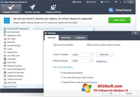 Screenshot Wise Registry Cleaner untuk Windows 10
