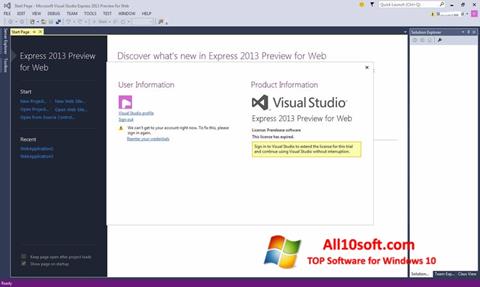 Screenshot Microsoft Visual Studio untuk Windows 10