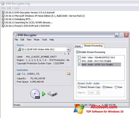 Screenshot DVD Decrypter untuk Windows 10