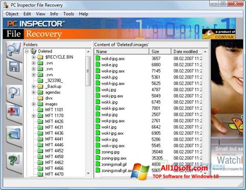 Screenshot PC Inspector File Recovery untuk Windows 10