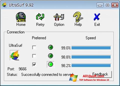 Screenshot UltraSurf untuk Windows 10
