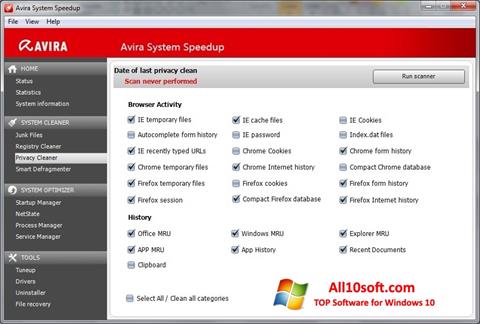 Screenshot Avira System Speedup untuk Windows 10