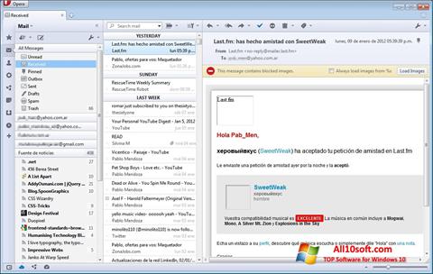 Screenshot Opera Mail untuk Windows 10