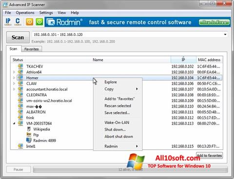 Screenshot Advanced IP Scanner untuk Windows 10