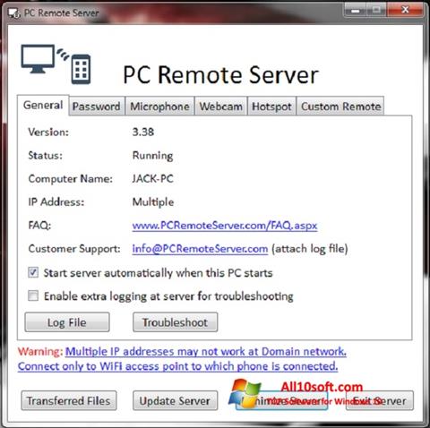 Screenshot PC Remote Server untuk Windows 10