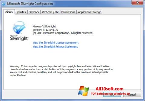 Screenshot Microsoft Silverlight untuk Windows 10