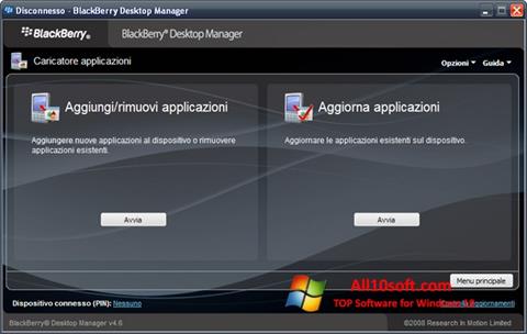 Screenshot BlackBerry Desktop Manager untuk Windows 10