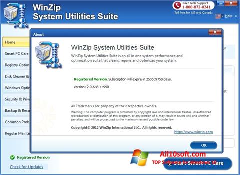 Screenshot WinZip System Utilities Suite untuk Windows 10