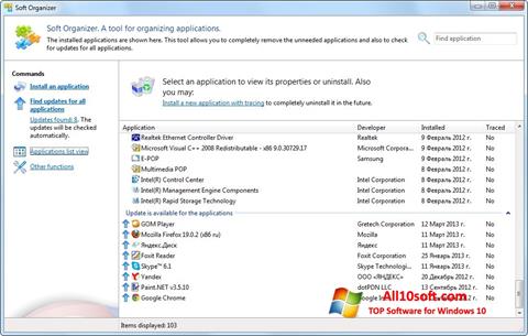 Screenshot Soft Organizer untuk Windows 10