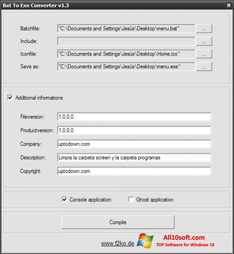 Screenshot Bat To Exe Converter untuk Windows 10