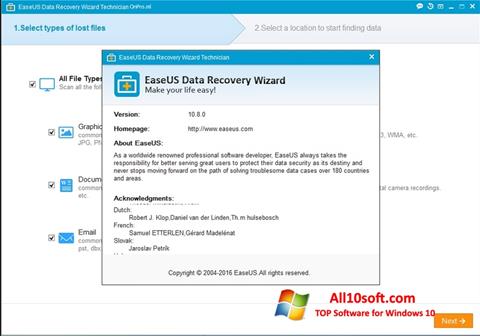 Screenshot EaseUS Data Recovery Wizard untuk Windows 10