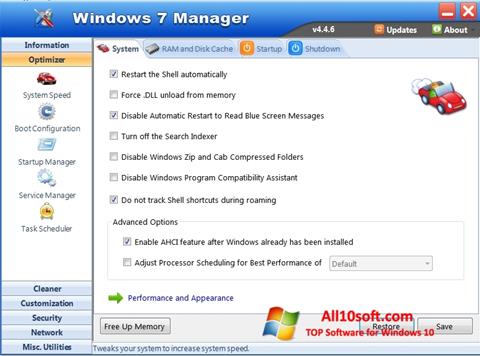 Screenshot Windows 7 Manager untuk Windows 10
