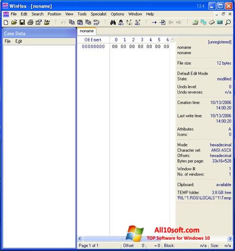 Screenshot WinHex untuk Windows 10