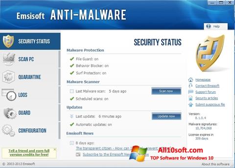 Screenshot Emsisoft Anti-Malware untuk Windows 10