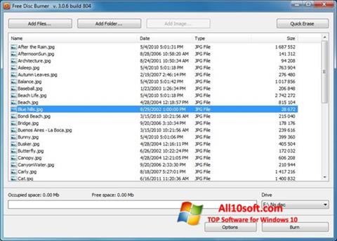 Screenshot Free Disc Burner untuk Windows 10