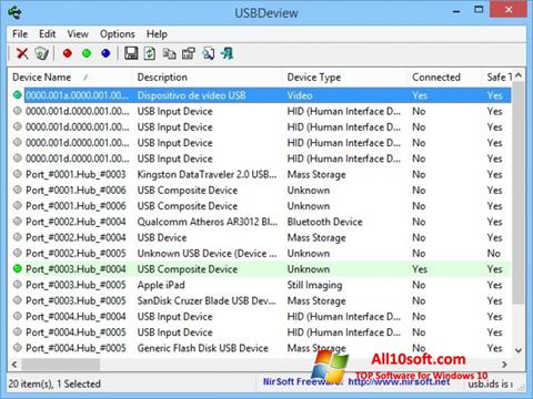 Screenshot USBDeview untuk Windows 10