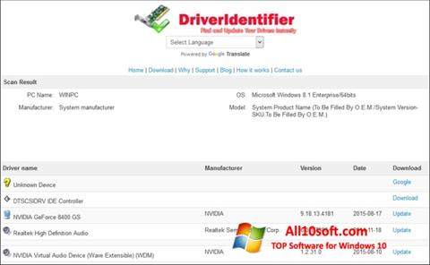 Screenshot Driver Identifier untuk Windows 10