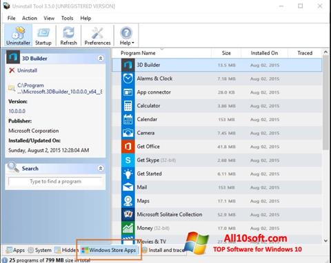 Screenshot Uninstall Tool untuk Windows 10