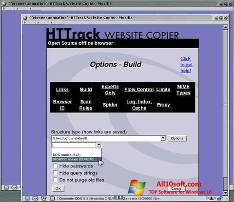 Screenshot HTTrack Website Copier untuk Windows 10