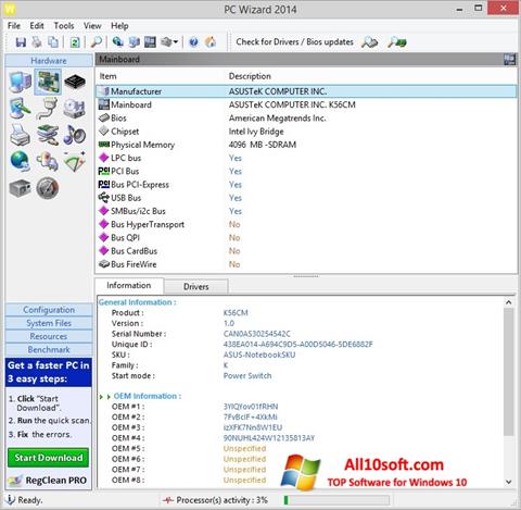 Screenshot PC Wizard untuk Windows 10