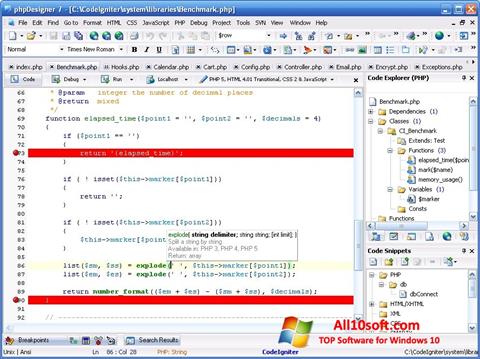 Screenshot phpDesigner untuk Windows 10