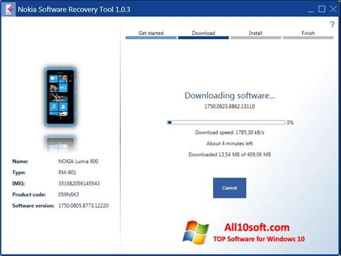 Screenshot Nokia Software Recovery Tool untuk Windows 10