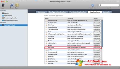 Screenshot iPhone Configuration Utility untuk Windows 10
