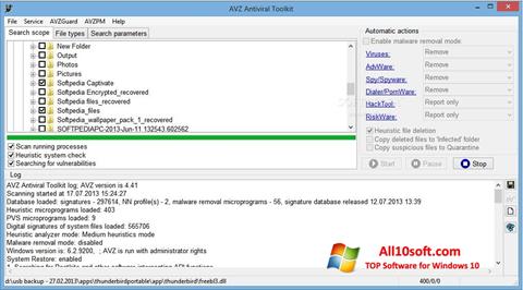Screenshot AVZ untuk Windows 10