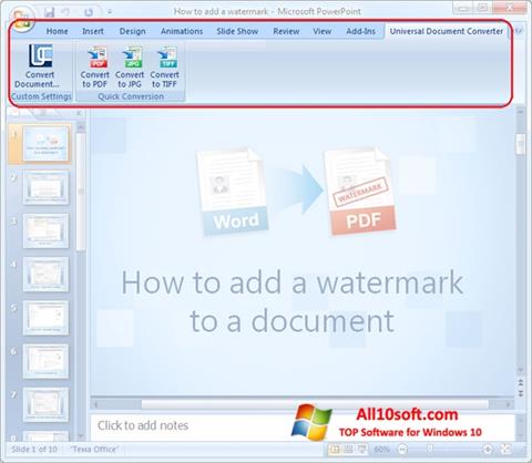 Screenshot Microsoft PowerPoint untuk Windows 10