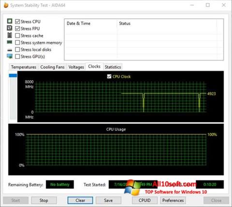 Screenshot CPU Stability Test untuk Windows 10