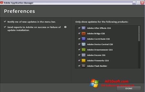 Screenshot Adobe Application Manager untuk Windows 10