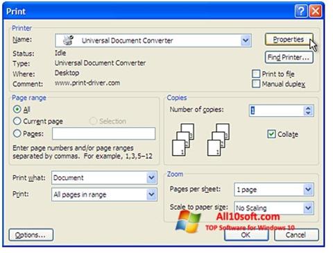 Screenshot Universal Document Converter untuk Windows 10
