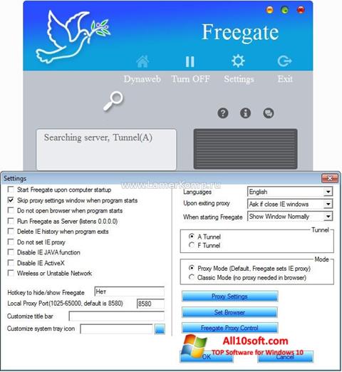 Screenshot Freegate untuk Windows 10