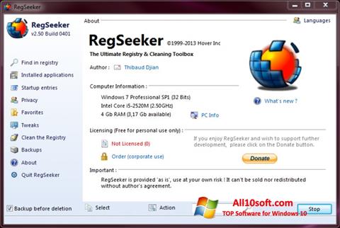 Screenshot RegSeeker untuk Windows 10