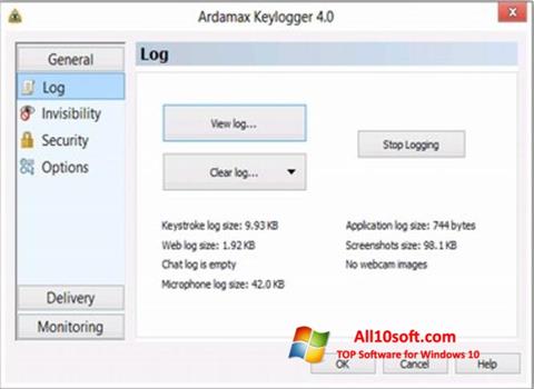 Screenshot Ardamax Keylogger untuk Windows 10