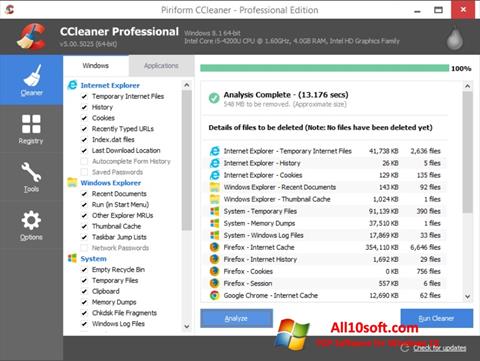 Screenshot CCleaner untuk Windows 10