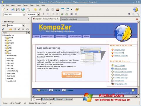Screenshot KompoZer untuk Windows 10