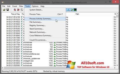 Screenshot Process Monitor untuk Windows 10
