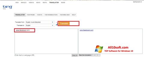 Screenshot Bing Translator untuk Windows 10