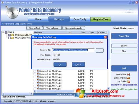 Screenshot Power Data Recovery untuk Windows 10