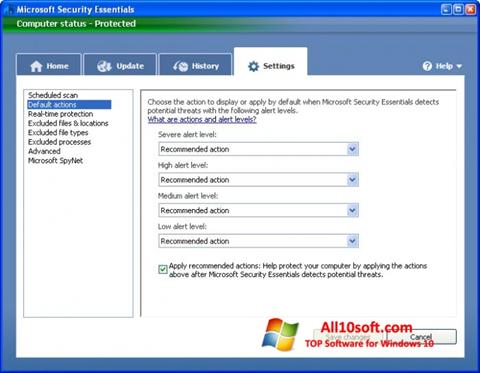 Screenshot Microsoft Security Essentials untuk Windows 10