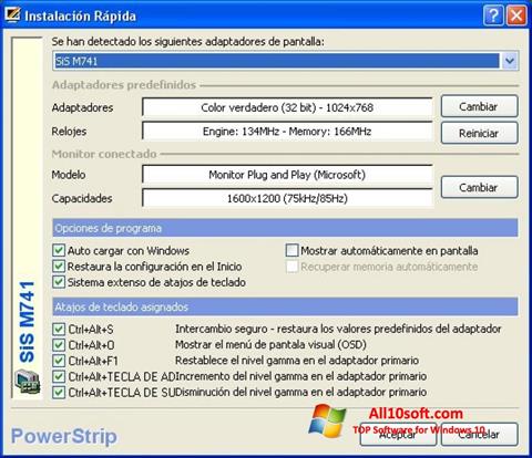 Screenshot PowerStrip untuk Windows 10