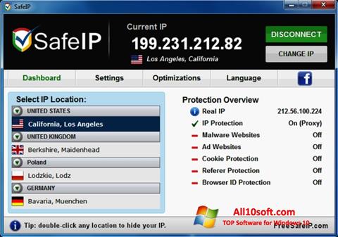 Screenshot SafeIP untuk Windows 10
