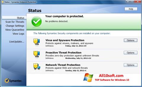 Screenshot Symantec Endpoint Protection untuk Windows 10