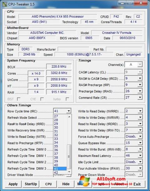 Screenshot CPU-Tweaker untuk Windows 10