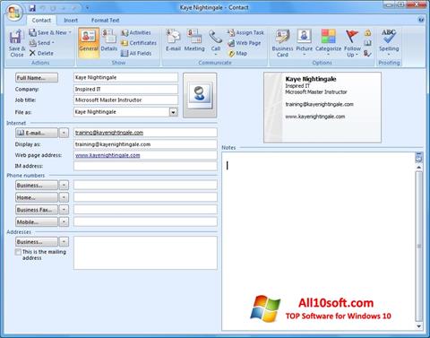 Screenshot Microsoft Outlook untuk Windows 10