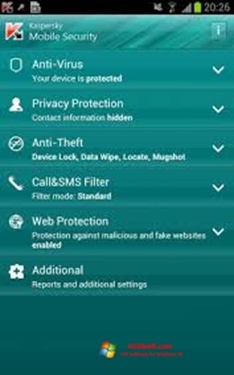 Screenshot Kaspersky Mobile Security untuk Windows 10