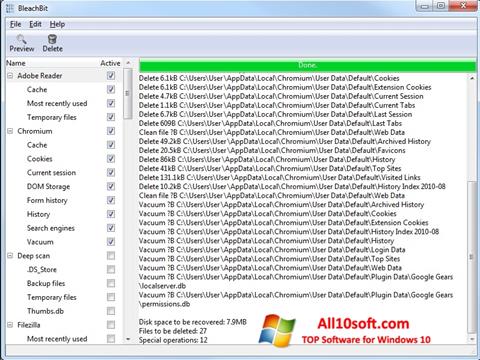 Screenshot BleachBit untuk Windows 10